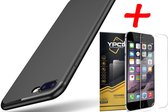 Coque TPU ultra-mince | iPhone 7 | iPhone 8 | Noir | Couverture de finition mate | Luxe Siliconen + Verres en Tempered Glass Protecteur d'écran