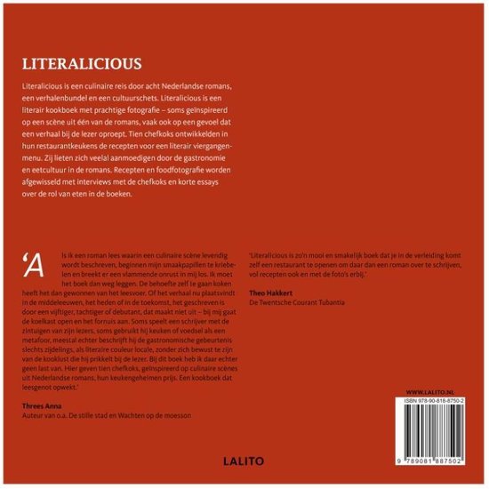 Boekcover 'Literalicious', met een cirkelvormige Gourmand award.