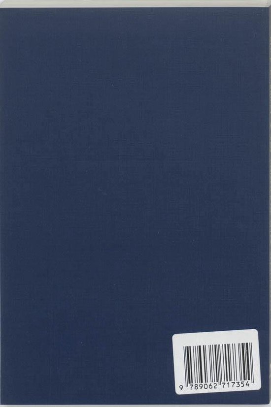 Donkerblauwe kaft met een witte barcode op de onderhoek. ISBN: 9789062717354.