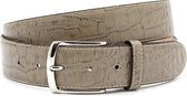 JV Belts Sportieve licht beige jeans riem - heren en dames riem - 4 cm breed - Beige - Echt Leer - Taille: 90cm - Totale lengte riem: 105cm