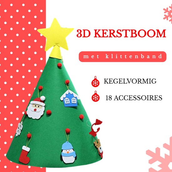 Kinder Kerstboom - Mini Kerstboom - Kerstboom Vilt - 3D Kerstboom Vilt - DIY Kerstboom - 18 Accessoires - 70 cm - Gerdes