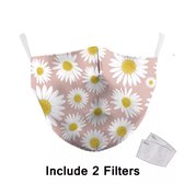 Mondkapje met witte margrietjes wasbaar