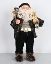 kerstman staand zwart goud 80 cm