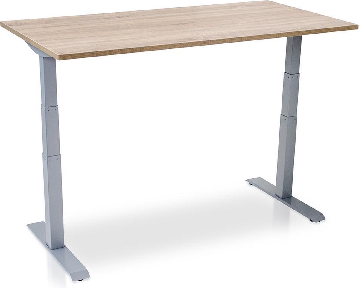 Lineaflex MRC Zit-sta bureau elektrisch verstelbaar - MRC PRO NEN-EN 527 | 160x80 cm | frame aluminium - blad midden eiken - met kabelmanagement | memory functie met USB | 150kg draagvermogen Aluminium frame