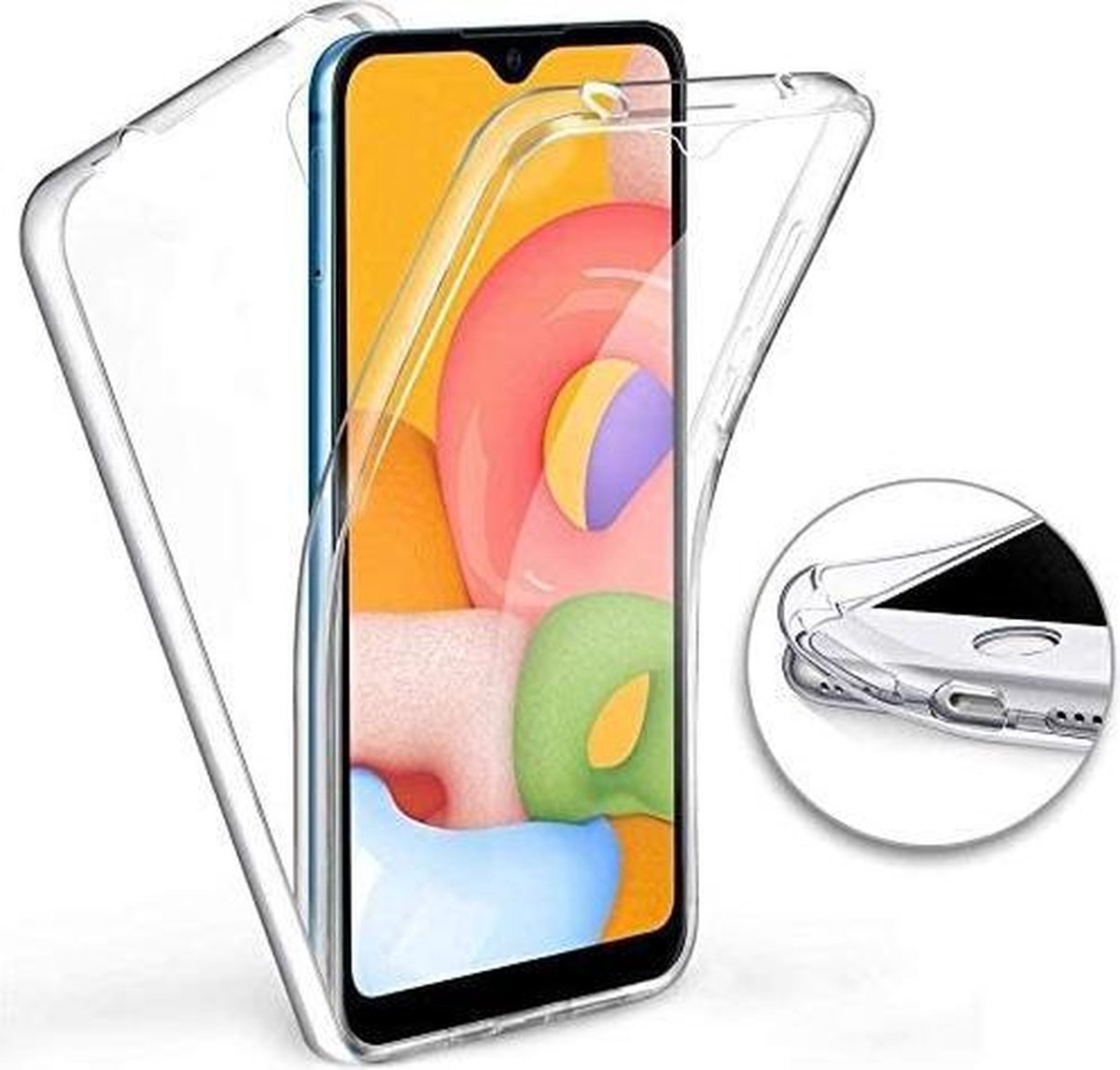 Hoesje Geschikt Voor Samsung Galaxy A01 Core Hoesje 360° TPU 2 in 1 Case Transparant