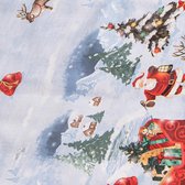 PVC Tafellaken - Tafelkleed - Tafelzeil - Kerstmis - Feestdagen - Opgerold op koker - Geen plooien - Duurzaam - 140 cm x 300 cm - Kerstman/kerstdorp
