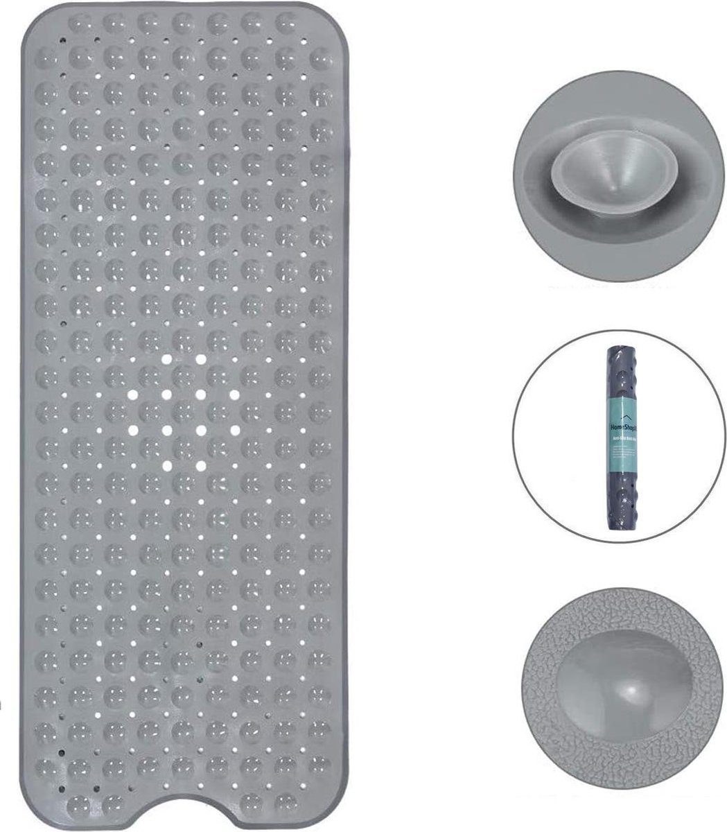 The Original HSXL Antislip Douchemat / Badmat Grijs met Zuignappen Mat voor in bad Anti Slip D