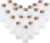 24x Kleine transparante bruiloft cadeau flesjes met kurken dop 18 ml van glas