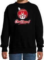 Rendier Kerstbal sweater / Kerst trui Merry Christmas zwart voor kinderen - Kerstkleding / Christmas outfit 14-15 jaar (170/176)