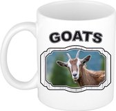 Dieren geit beker - goats/ geiten mok wit 300 ml