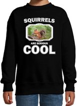 Dieren eekhoorntjes sweater zwart kinderen - squirrels are serious cool trui jongens/ meisjes - cadeau eekhoorntje/ eekhoorntjes liefhebber 5-6 jaar (110/116)