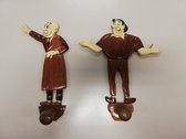 Suske en Wiske - Kapstokhaken - Collectors item - Vintage - Jerom en Barabas - Hout - Kind - Authentiek - set a 4 stuks