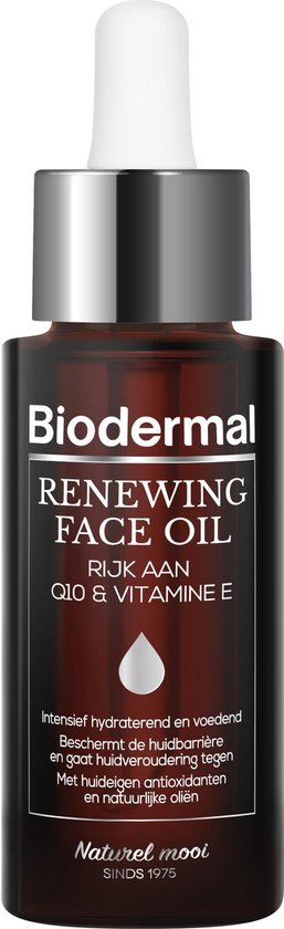 Biodermal gezichtsolie - Renewing Face Oil met krachtige huideigen antioxidanten Q10 - Perfect te mengen met dagcrème - 30ml - Biodermal