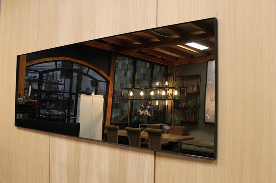 Spiegel met zwarte stalen lijst groot - rookglas spiegel - grijskleurige spiegel - lijst van staal - industrieel - modern | MP Glas & Design