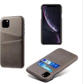 Card Case voor Apple iPhone 12 Pro | PU Leren Back Cover | Luxe Telefoonhoesje | Pasjeshouder | Grijs