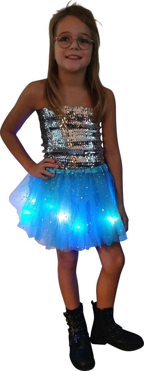 Tutu - meisjes petticoat - Magic - tule rokje - met gekleurde lichtjes -  licht blauw -... | bol.com