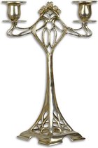 Kandelaar - Bronzen kaarshouder Zilver - Twee houders - 27,3 cm hoog