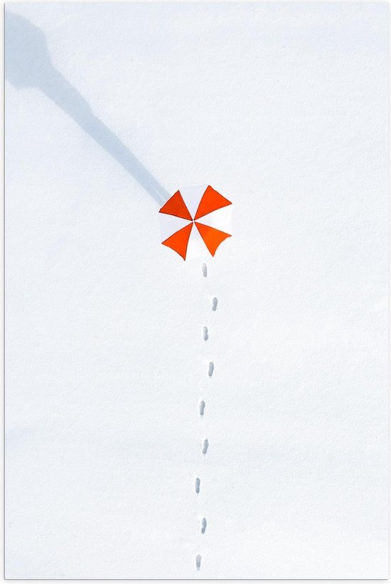 Poster – Parasol met Voetstappen - 40x60cm Foto op Posterpapier