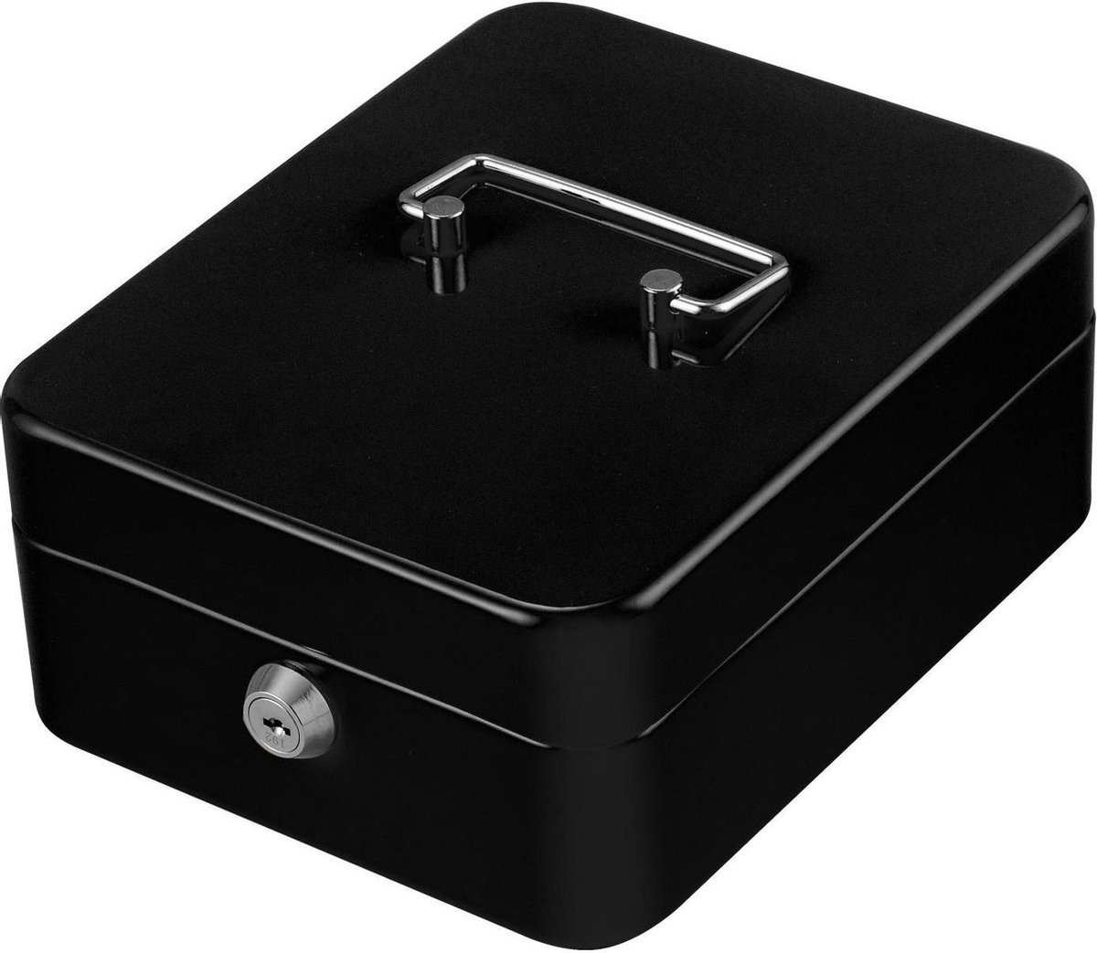 ARREGUI Elegant C9236 Stalen Geldkistje | Geldkist | 25 cm Breed | Afsluitbaar Geldkluisje met Legbord | Geldkist met Sleutel en Inzet voor Munten | Kassa | Grijs