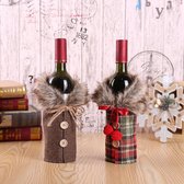 Kerst decoratie - wijnfles houder - kado verpakking - tafeldecoratie kerst