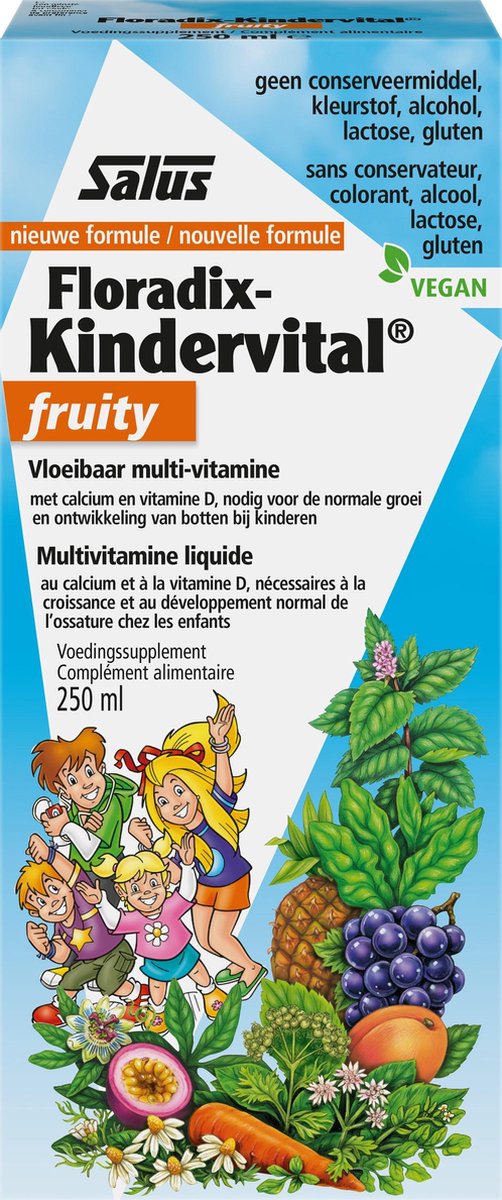 Salus Floradix-Kindervital fruity - Vitaminen - Botten groei bij kinderen - calcium vitamine D - 250 ml