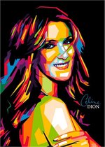 Allernieuwste Canvas Schilderij Zangeres Celine Dion - Muziek - Poster - Reproductie - Artiest - Canadees - 50 x 70 cm - Kleur