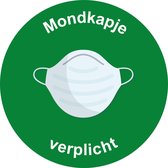 Sticker mondkapje verplicht groen ø25cm | Corona sticker