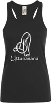 sporttop-Yoga- dames - zwart- Uttanasana- maat S