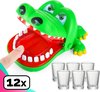 Afbeelding van het spelletje Bijtende Krokodil Spel + 12 shotglaasjes  - Gratis verzending - Drankspel - Krokodil met Kiespijn - Krokodillen Tandenspel