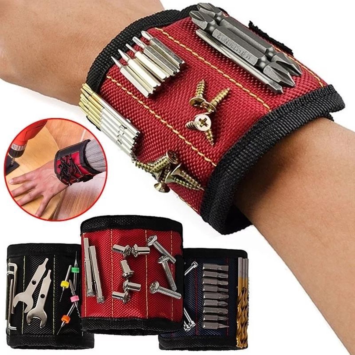LOUZIR Draagbare Magnetische Pols Armband- Tool bag- Boor houder-  Gereedschapsriem... | bol.com