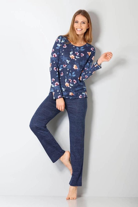 Blauwe dames pyjama bloem | bol.com