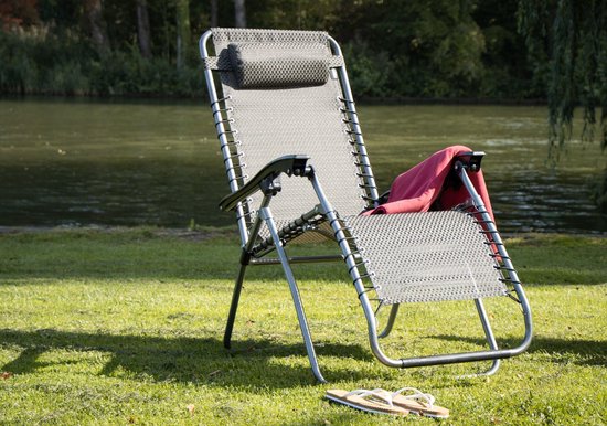 Abbey Camp Relaxstoel - Verstelbaar - Inklapbaar - Grijs - Antraciet van Abbey Camp — afbeelding 4