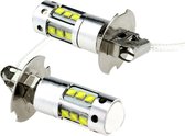 H3 autolamp 2 stuks | 16-SMD LED daglichtwit 6000K + lens | 80W - 12V & 24V