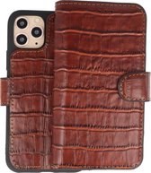 BAOHU Krokodil Handmade Leer Telefoonhoesje - Wallet Case - Portemonnee Hoesje voor iPhone 11 Pro - Bruin