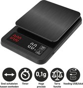 Koffie Weegschaal Keukenweegschaal Barista Precisie Weegschaal Timer – Keuken Weegschaal Digitaal - Koffieweegschaal 0,1 gram - Precisieweegschaal - USB