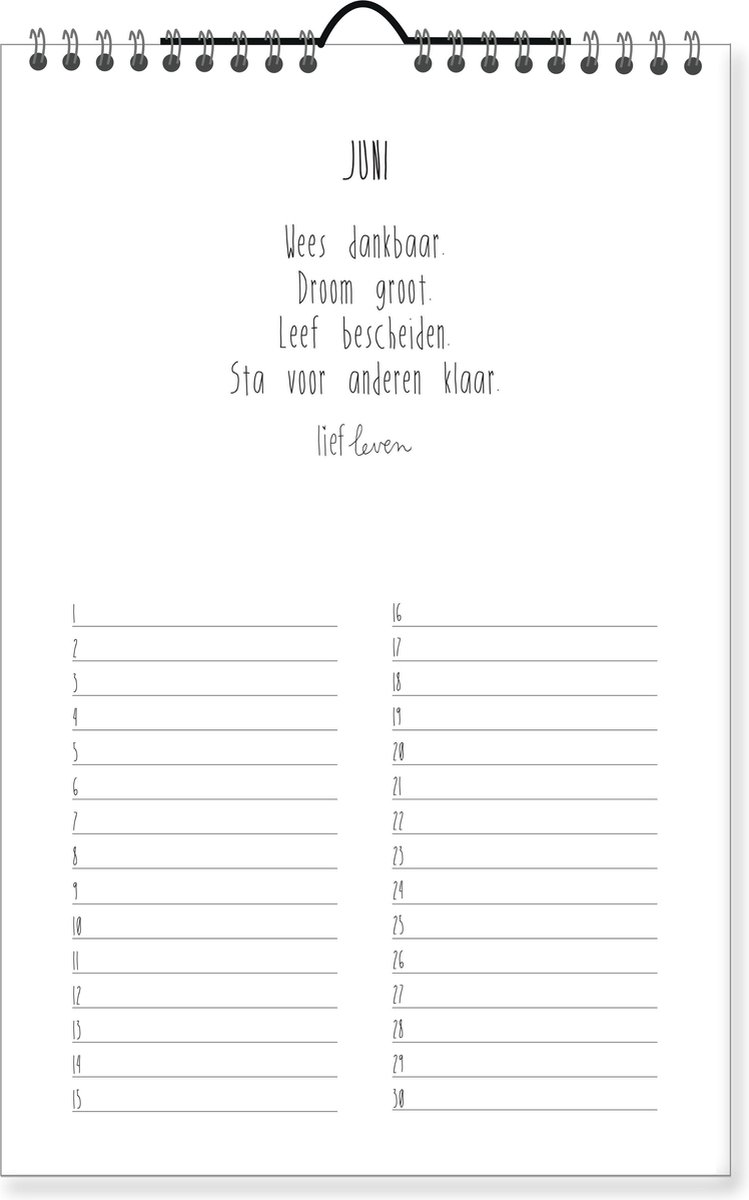 Lief Leven | Verjaardagskalender | kalender | iedere maand ander