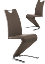 2 stoelen set design met hoge ruglening PU en metaal cappuccino