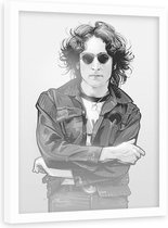 Foto in frame , John Lennon , Legende , 70x100cm , zwart wit , wanddecoratie