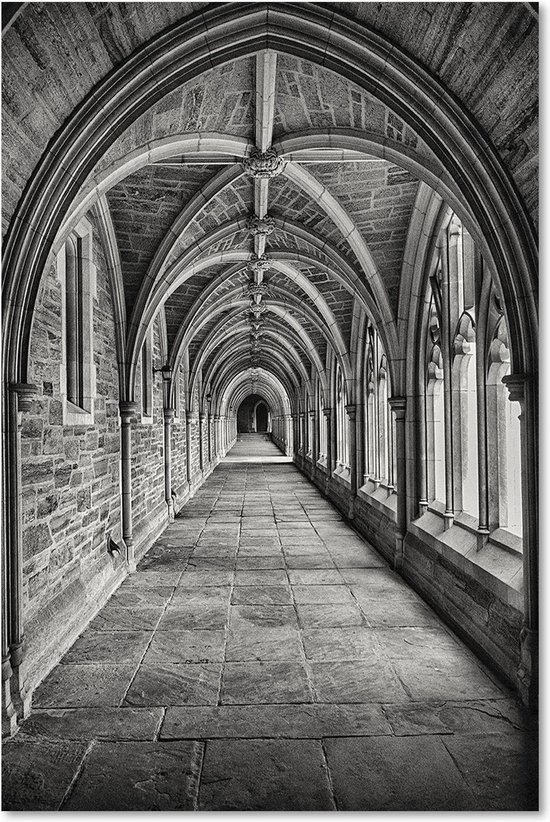 Couloir de peinture dans une cathédrale, 2 tailles, noir / blanc | bol