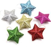 ProductGoods - Glitterende Sterren Voor In KerstBoom - Glitter - Kersthangers - Set van 6 stuks - Kerst Decoratie - Kerst