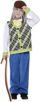 Smiffy's - Bejaard Kostuum - Waggelende Kleine Oude Opa Met Wandelstok Kind Kostuum - Blauw, Geel - Maat 116 - Carnavalskleding - Verkleedkleding