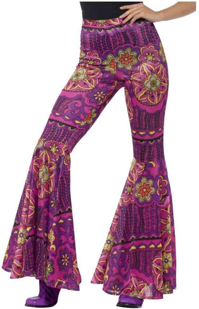 SMIFFYS - Flower Power hippie broek voor dames - S - Volwassenen