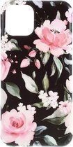 GadgetBay Hoesje Case Bloemen Bladeren Flowers Natuur TPU Flexibel Schokabsorberend voor iPhone 11 - Zwart
