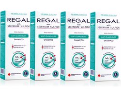 Regal Anti Roos Shampoo – 4 Stuks – Selenium Shampoo met Menthol en Klei – Tegen Roos, Jeuk en Schilfering – Normaal tot Vet Haar – 4 x 200 ml