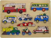 Charl's toys houten knopjespuzzel voertuigen