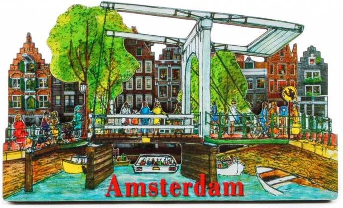 Magneet 2D MDF Ophaalbrug Amsterdam - Souvenir