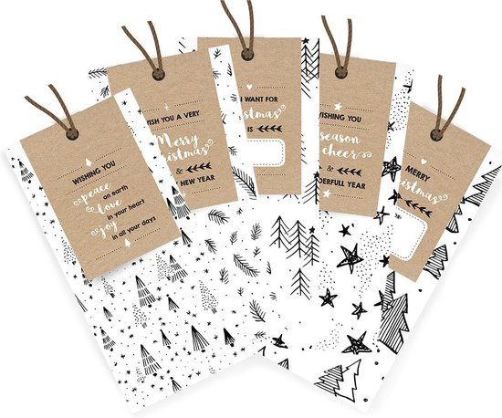 10 kerstkaarten | kerst labels | kerst | 15x7,5 cm | studiomamengo