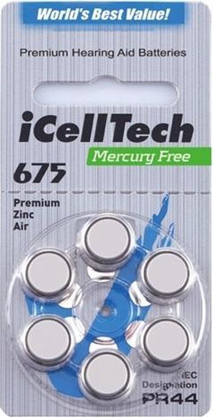 I CELL TECH MERCURY FREE 675 | hoortoestel batterij p675 | Blauwe sticker |  grootste... | bol.com