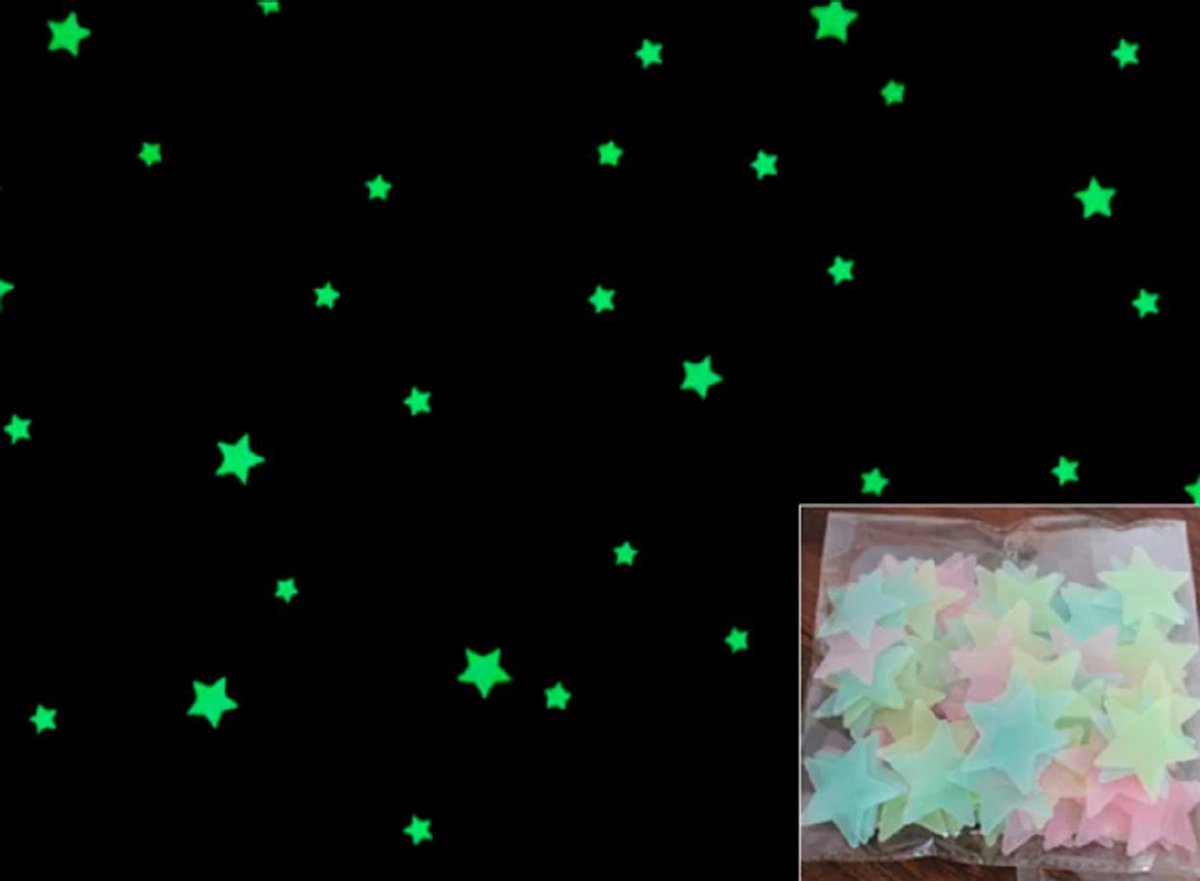 Glow Sterren En Maan Set Glow In The Dark Sterren - 13x Stuks - Plafond En Muur Gloed In Het Donker Sterren