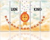 Schilderij , Lion King , 4 maten , 5 luik , multikleur , wanddecoratie , Premium print , XXL